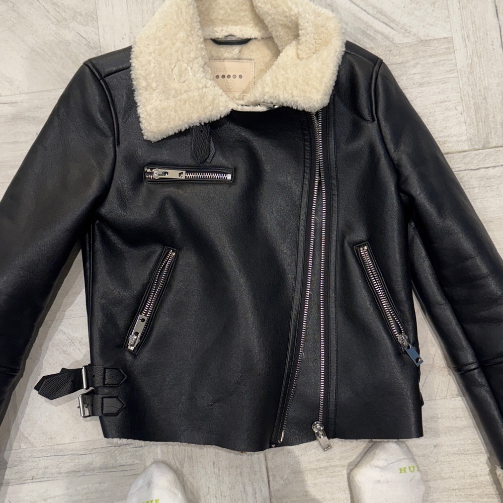 Blank NYC Black and Cream Leather Jacket - Picture 4 of 5